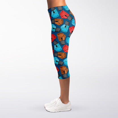 Boxing Gloves Pattern Print Women's Capri Leggings