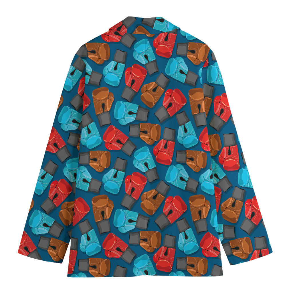 Boxing Gloves Pattern Print Women's Cotton Blazer