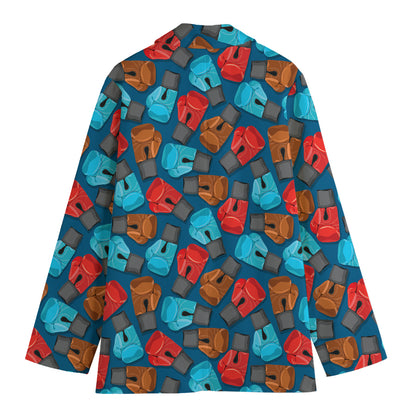 Boxing Gloves Pattern Print Women's Cotton Blazer