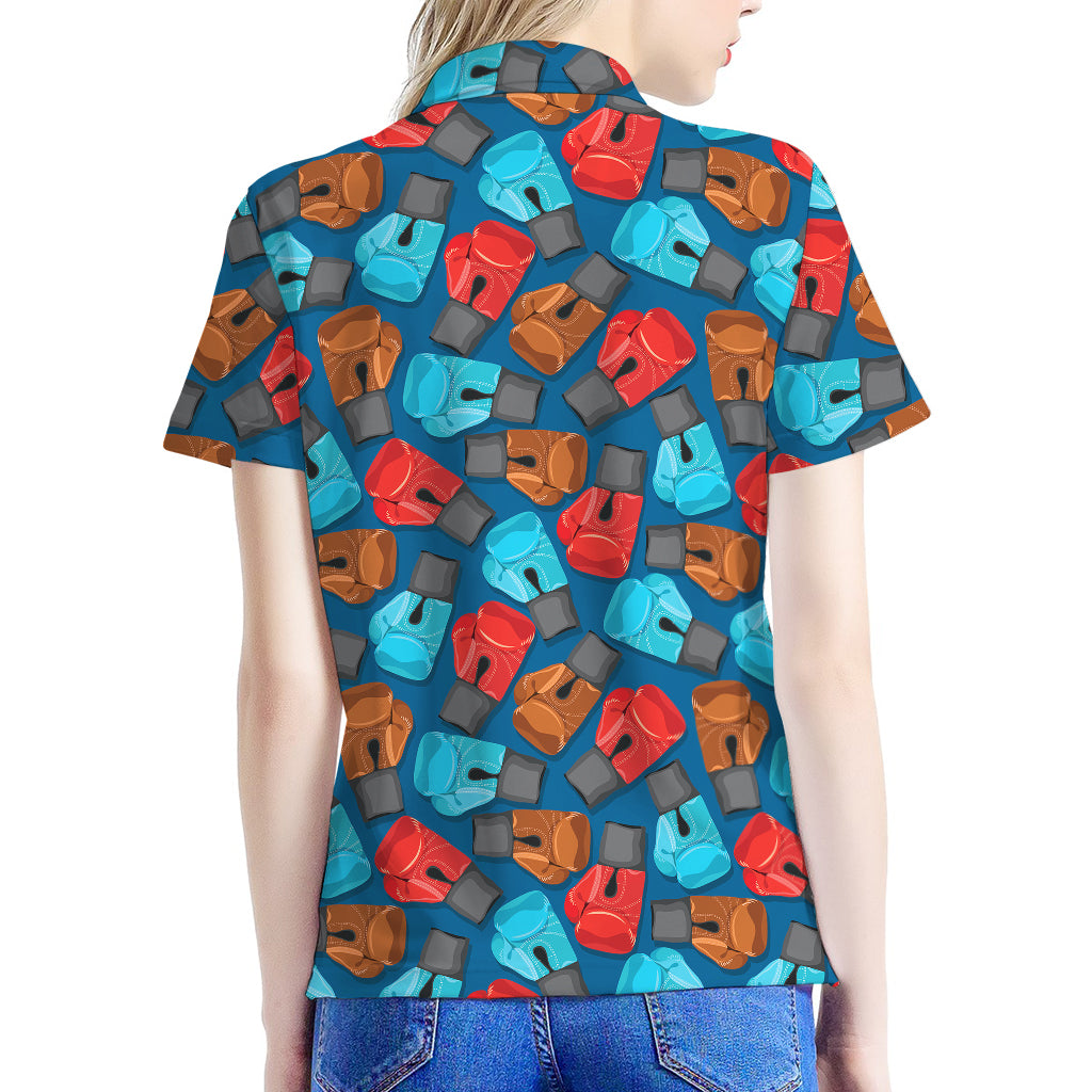 Boxing Gloves Pattern Print Women's Polo Shirt