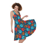Boxing Gloves Pattern Print Women's Sleeveless Dress