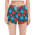 Boxing Gloves Pattern Print Women's Split Running Shorts