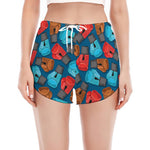 Boxing Gloves Pattern Print Women's Split Running Shorts