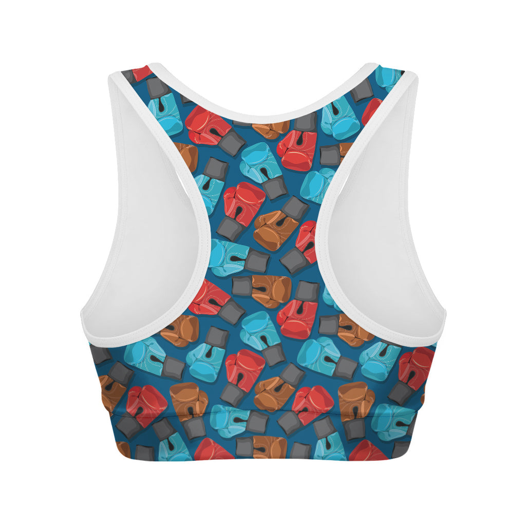 Boxing Gloves Pattern Print Women's Sports Bra