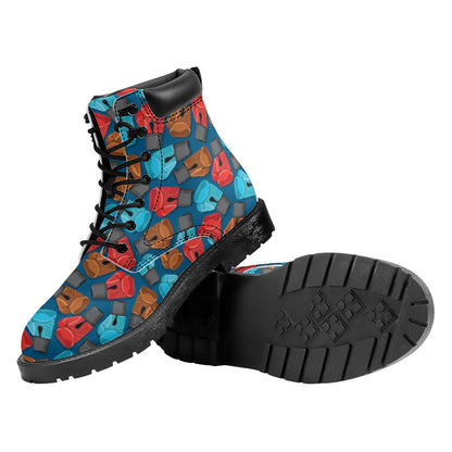 Boxing Gloves Pattern Print Work Boots