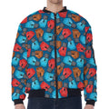 Boxing Gloves Pattern Print Zip Sleeve Bomber Jacket