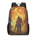 Brave Firefighter Painting Print 17 Inch Backpack