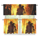 Brave Firefighter Painting Print 3 Piece Kitchen Curtains