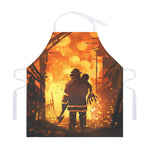 Brave Firefighter Painting Print Adjustable Apron