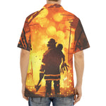 Brave Firefighter Painting Print Aloha Shirt