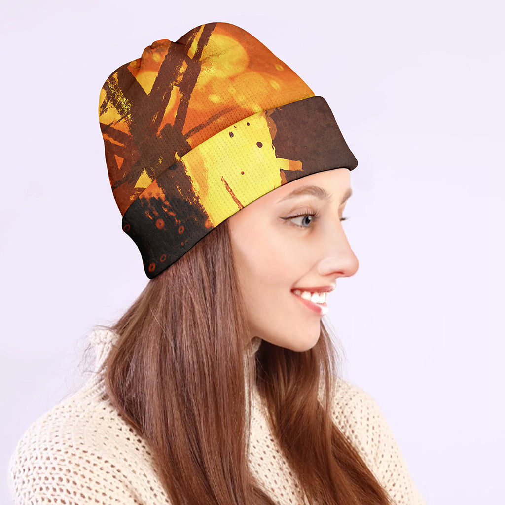 Brave Firefighter Painting Print Beanie