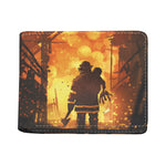 Brave Firefighter Painting Print Bifold Wallet