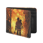 Brave Firefighter Painting Print Bifold Wallet