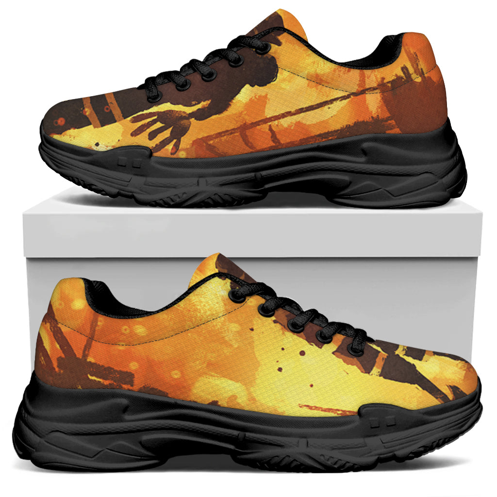 Brave Firefighter Painting Print Black Chunky Shoes