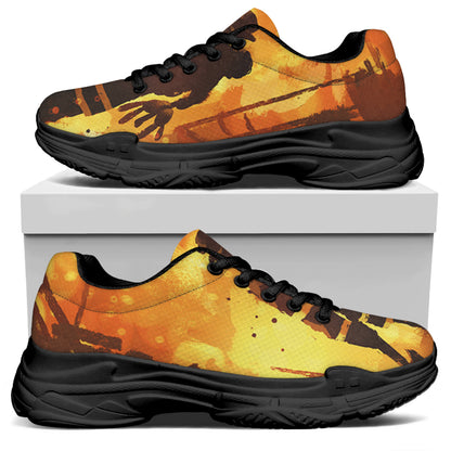 Brave Firefighter Painting Print Black Chunky Shoes