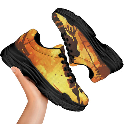 Brave Firefighter Painting Print Black Chunky Shoes
