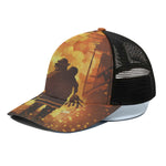 Brave Firefighter Painting Print Black Mesh Trucker Cap