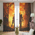 Brave Firefighter Painting Print Dimout Pencil Pleat Curtains