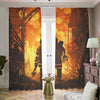 Brave Firefighter Painting Print Blackout Pencil Pleat Curtains