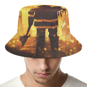 Brave Firefighter Painting Print Bucket Hat