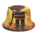 Brave Firefighter Painting Print Bucket Hat