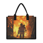 Brave Firefighter Painting Print Canvas Tote Bag