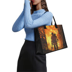Brave Firefighter Painting Print Canvas Tote Bag