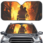Brave Firefighter Painting Print Car Windshield Sun Shade