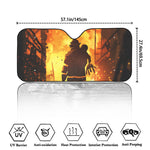 Brave Firefighter Painting Print Car Windshield Sun Shade