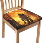 Brave Firefighter Painting Print Chair Cushion Cover