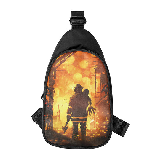 Brave Firefighter Painting Print Chest Bag