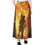 Brave Firefighter Painting Print Chiffon Maxi Skirt