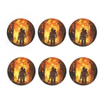 Brave Firefighter Painting Print Coaster Set