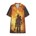 Brave Firefighter Painting Print Cotton Hawaiian Shirt