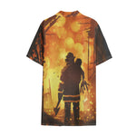 Brave Firefighter Painting Print Cotton Hawaiian Shirt