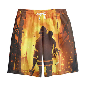 Brave Firefighter Painting Print Cotton Shorts