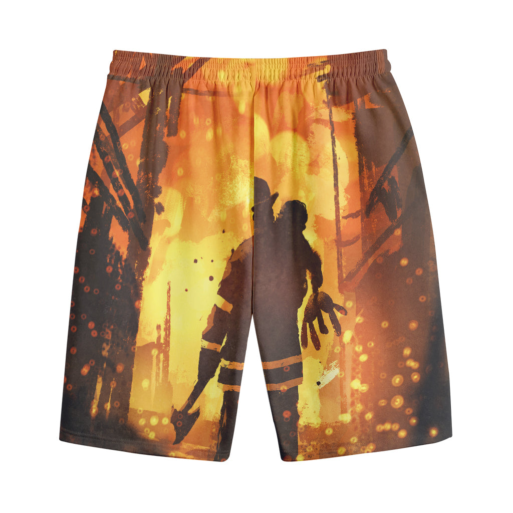 Brave Firefighter Painting Print Cotton Shorts