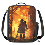 Brave Firefighter Painting Print Crossbody Lunch Bag