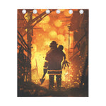 Brave Firefighter Painting Print Curtain