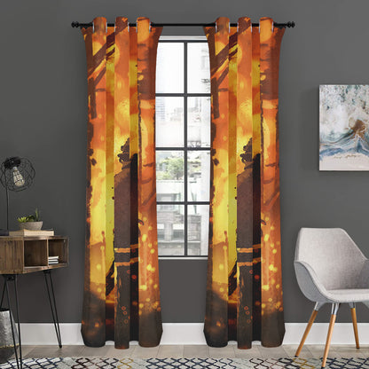Brave Firefighter Painting Print Curtain