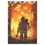 Brave Firefighter Painting Print Curtain