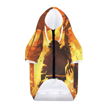 Brave Firefighter Painting Print Dog Zip Up Hoodie