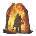 Brave Firefighter Painting Print Drawstring Bag