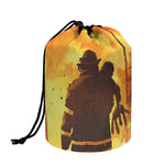 Brave Firefighter Painting Print Drawstring Makeup Bag