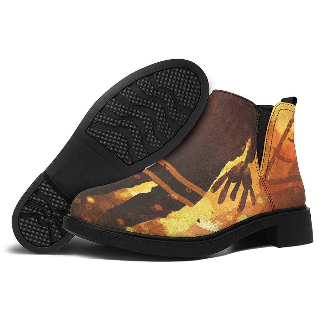 Brave Firefighter Painting Print Flat Ankle Boots