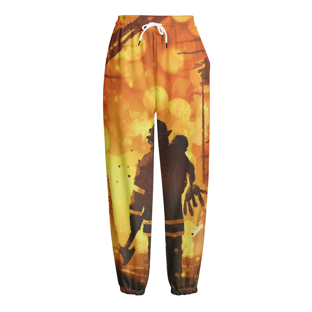 Brave Firefighter Painting Print Fleece Lined Knit Pants