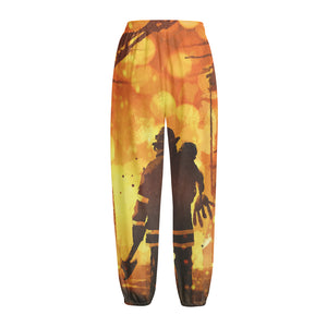 Brave Firefighter Painting Print Fleece Lined Knit Pants