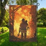 Brave Firefighter Painting Print Garden Flag