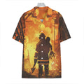 Brave Firefighter Painting Print Hawaiian Shirt