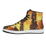 Brave Firefighter Painting Print High Top Leather Sneakers